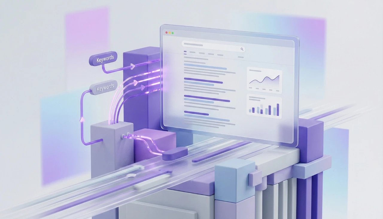 筆記型電腦螢幕展示 SEO 搜尋引擎優化與數據分析圖表，代表持續的 SEO 優化是提升網站能見度的重要關鍵