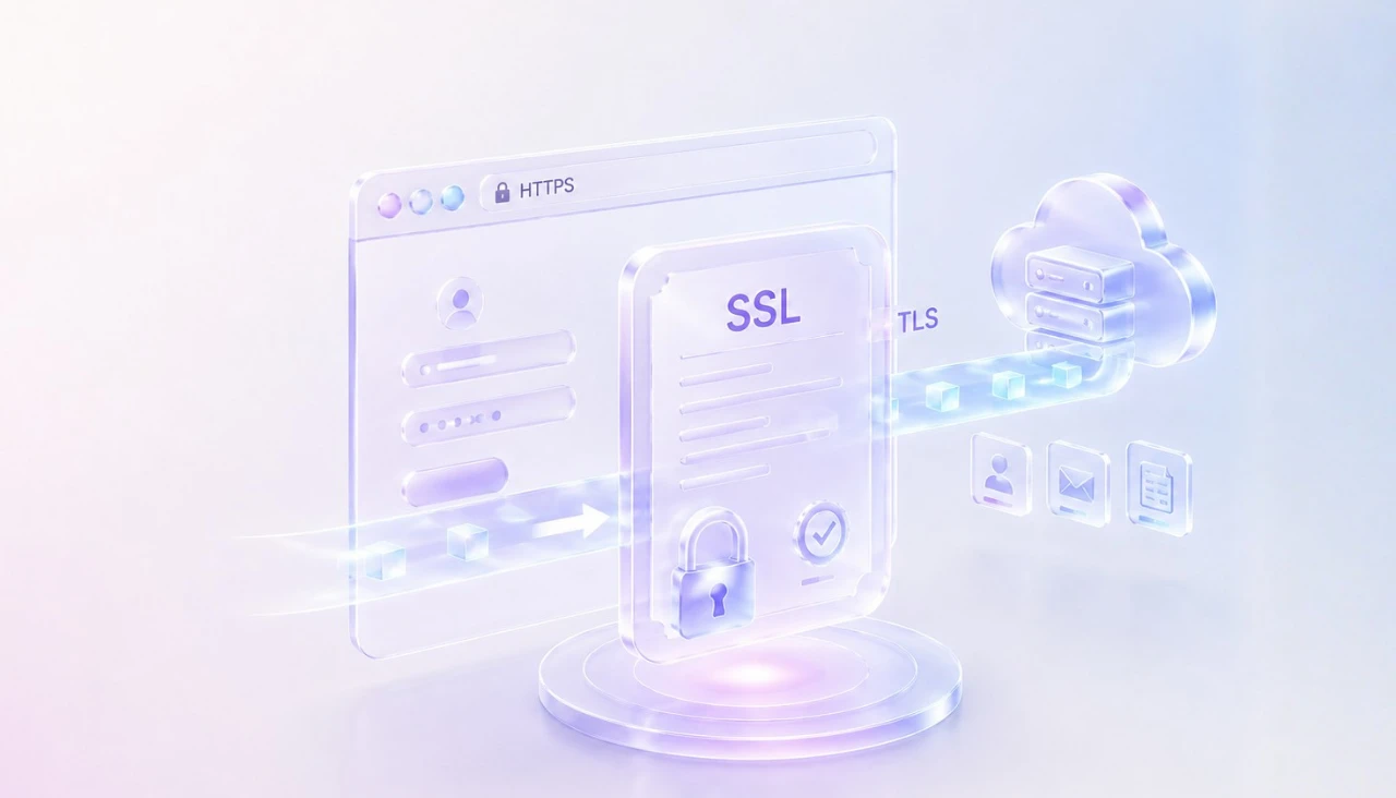 SSL憑證建立HTTPS加密連線,保護網站與使用者之間的資料傳輸,並提升網站安全與瀏覽信任 SSL憑證建立HTTPS加密連線保護網站資料